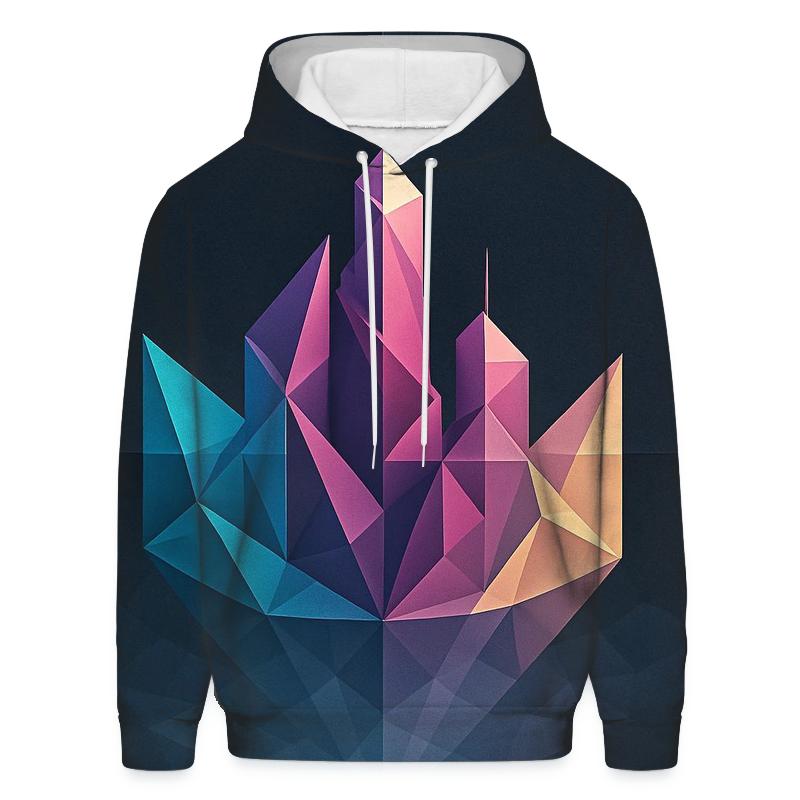 Prismatic Origami City Mirage lightweight hoodies