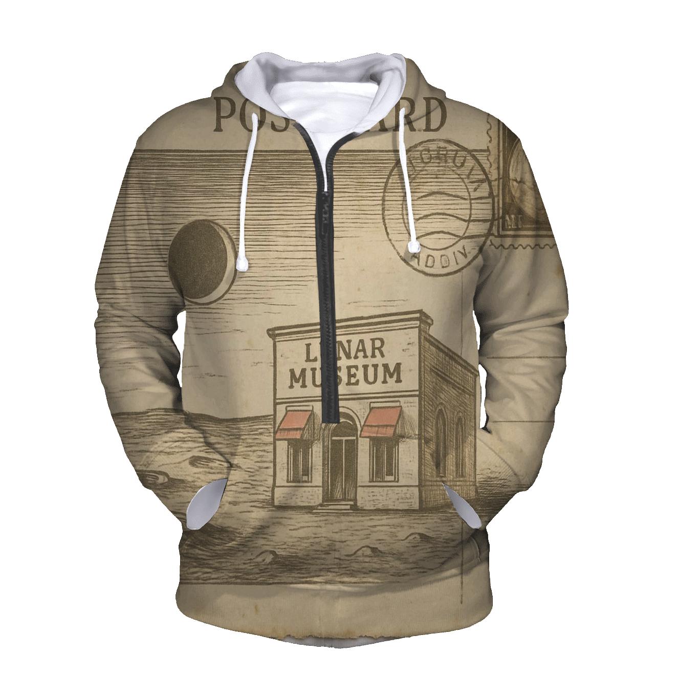 Sepia Postcard From The Moon Museum embroidered hoodies