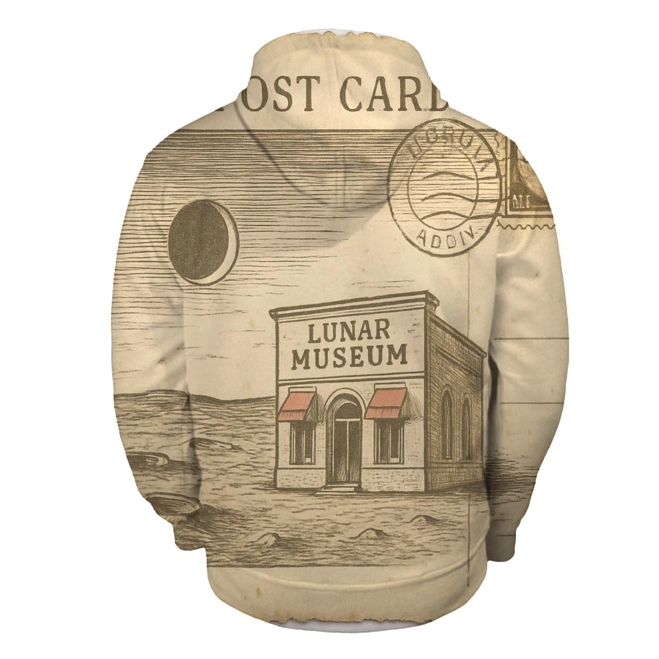 Sepia Postcard From The Moon Museum embroidered hoodies