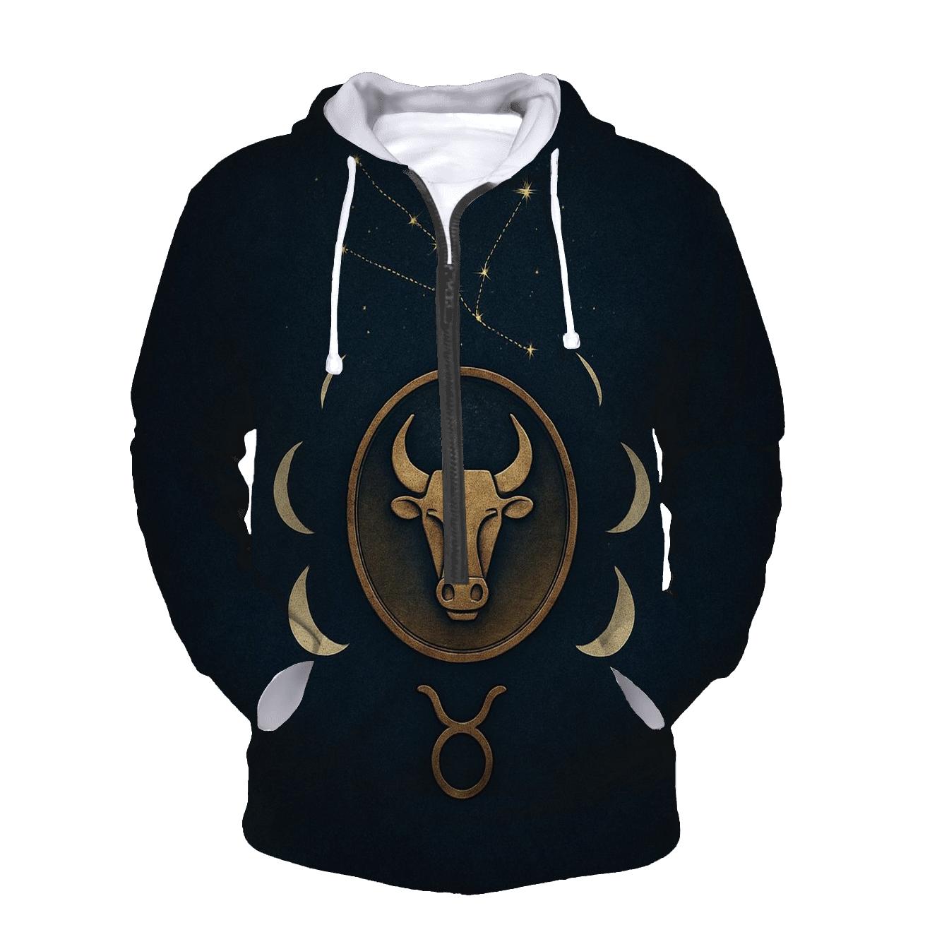 Taurus Lunar Crescent And Bull Sigil Seal hoodies fashion