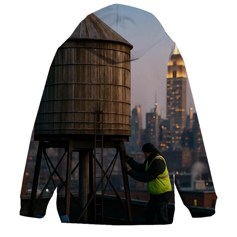 Rooftop Water Tower Dawn Over Midtown printed hoodies