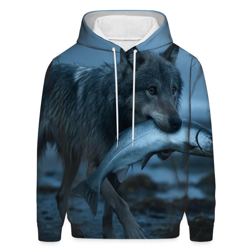 Coastal Wolf With Salmon Run Mist hoodie trends