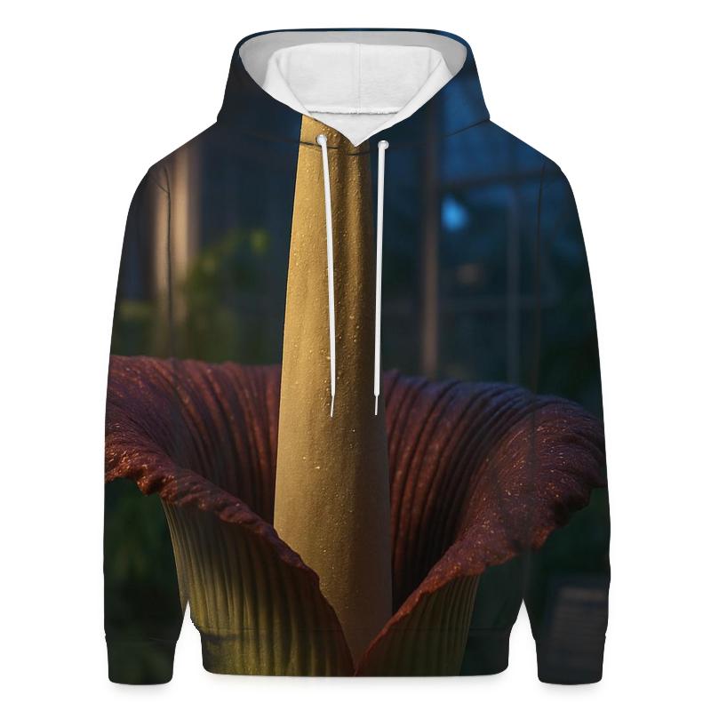 Titan Arum Bloom Night Watch In A Glasshouse embroidered hoodies