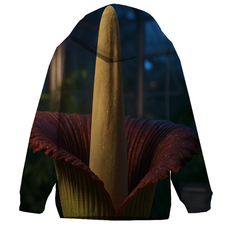 Titan Arum Bloom Night Watch In A Glasshouse embroidered hoodies