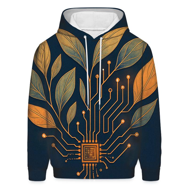 Botanical Circuit Heartbeat graphic hoodies