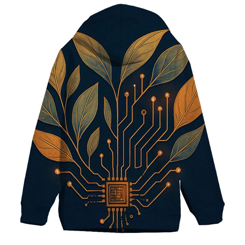 Botanical Circuit Heartbeat graphic hoodies