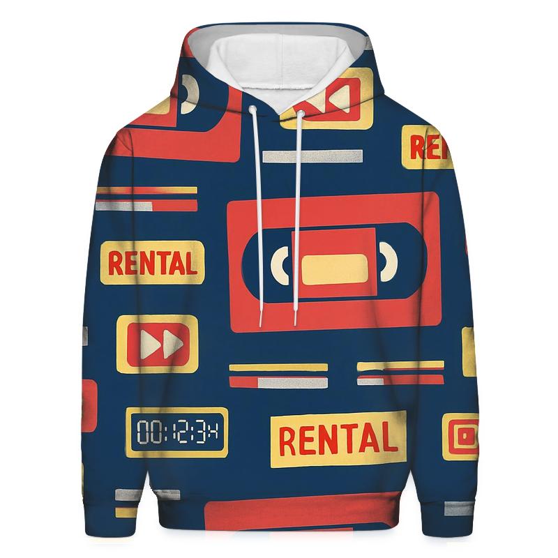 VHS Rental Sticker Collage premium hoodies