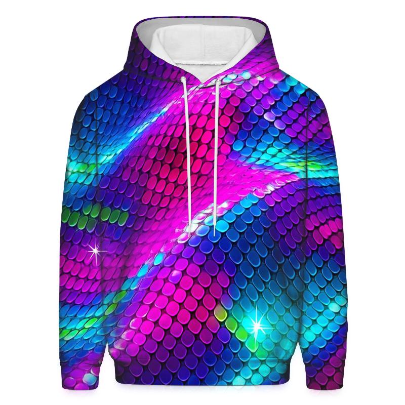 Electric Sequin Aurora Grid printed hoodies