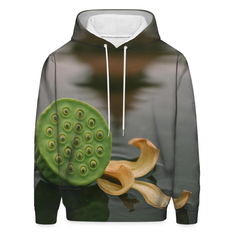 Lotus Seed Pod On Temple Pond Waterline lightweight hoodies
