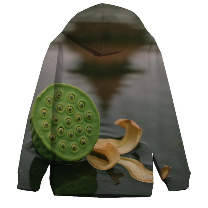 Lotus Seed Pod On Temple Pond Waterline lightweight hoodies