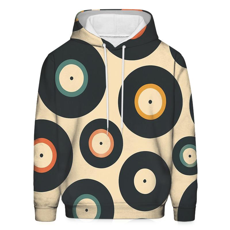 Vinyl Record Label Rings Pattern printed hoodies