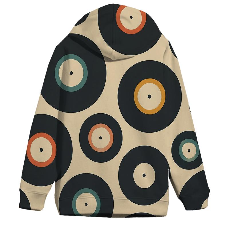 Vinyl Record Label Rings Pattern printed hoodies
