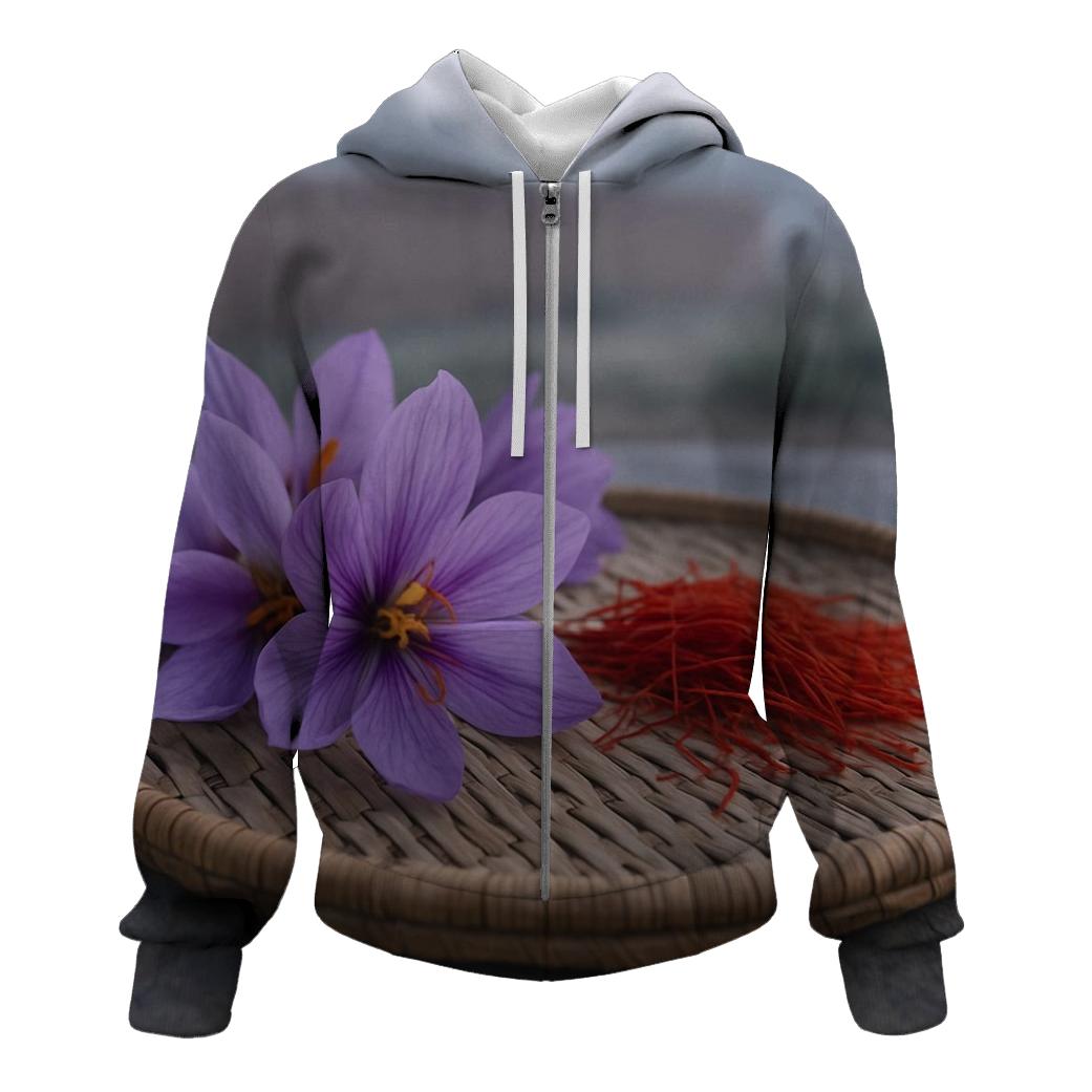 Saffron Crocus Drying Tray At Dawn embroidered hoodies