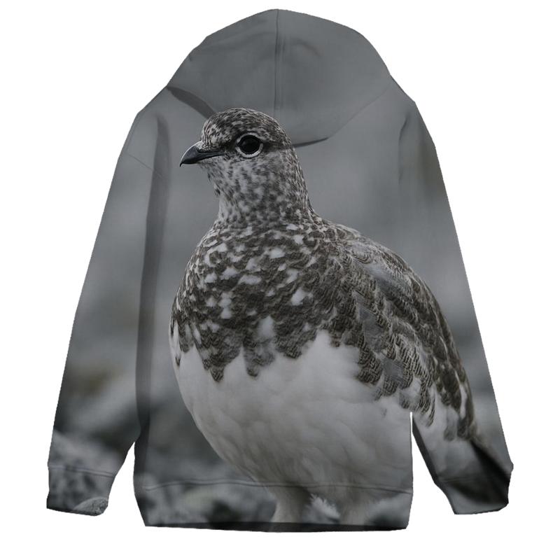 Lichen Stillness Rock Ptarmigan embroidered hoodies