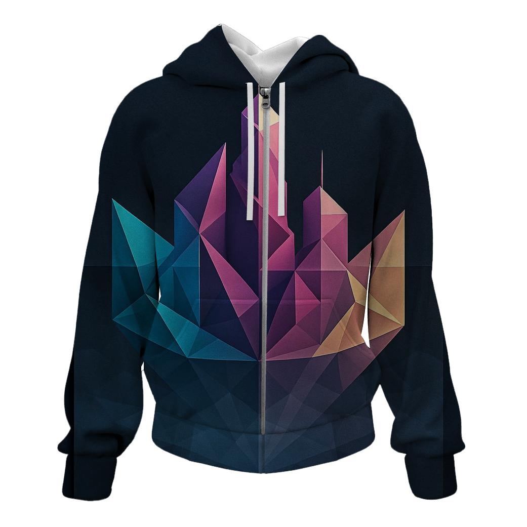 Prismatic Origami City Mirage heavyweight hoodies