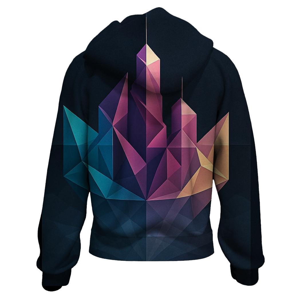 Prismatic Origami City Mirage heavyweight hoodies