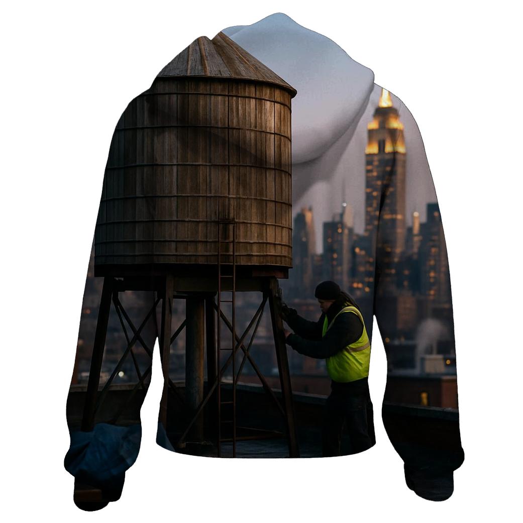 Rooftop Water Tower Dawn Over Midtown embroidered hoodies
