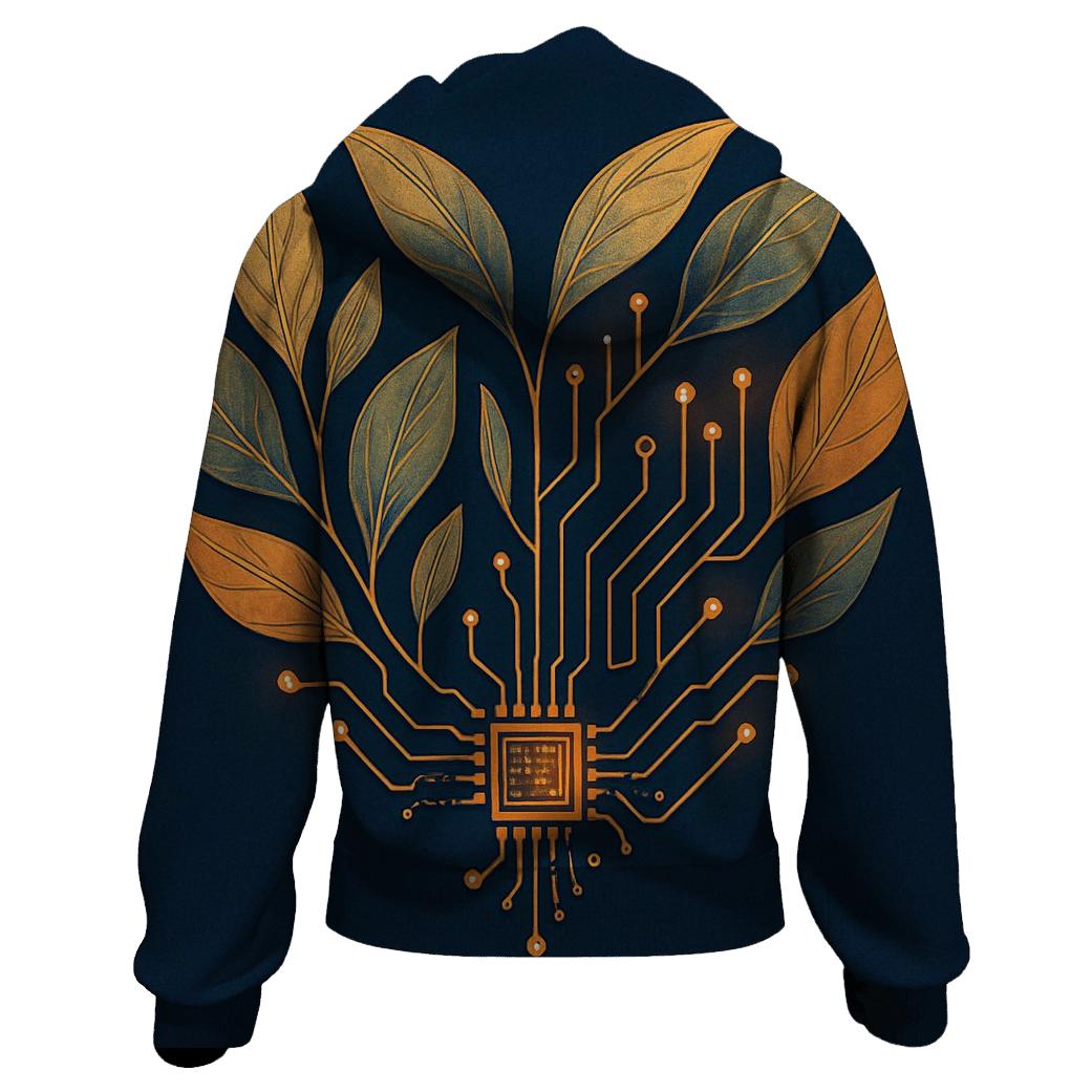 Botanical Circuit Heartbeat lightweight hoodies