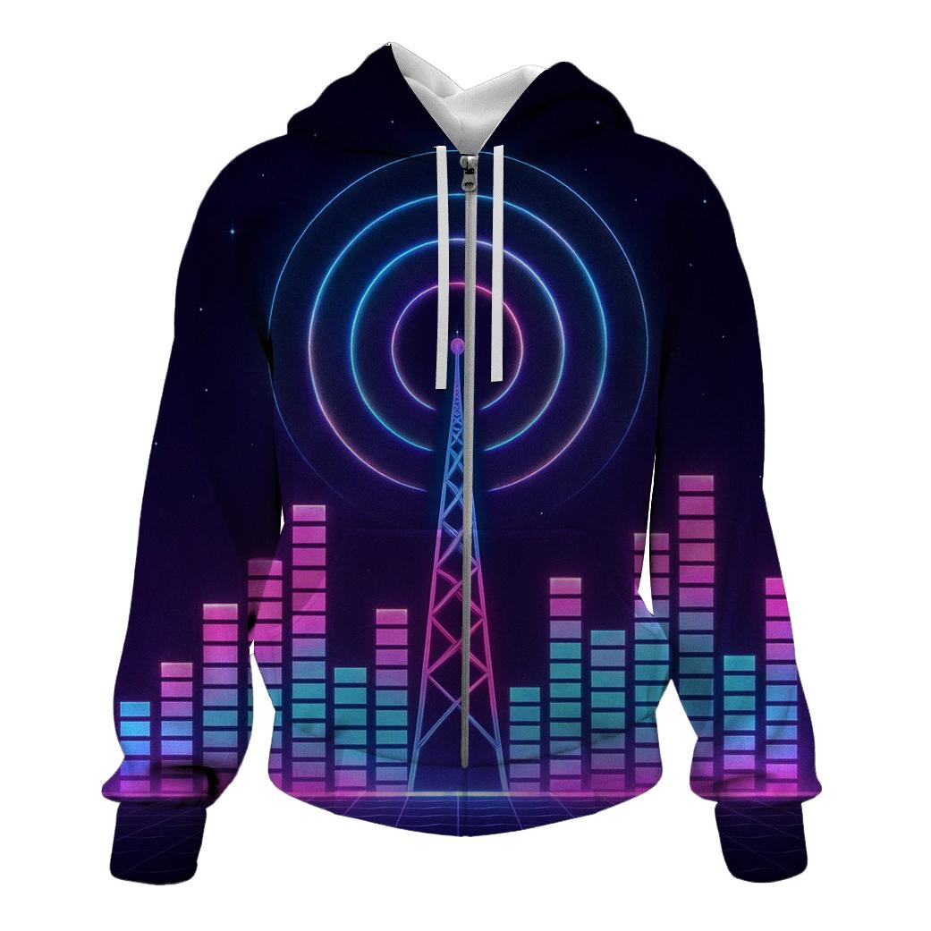Neon Radio Skyline hoodie designs
