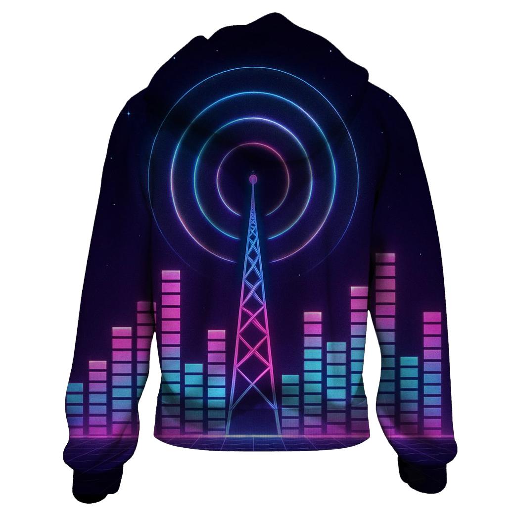 Neon Radio Skyline hoodie designs