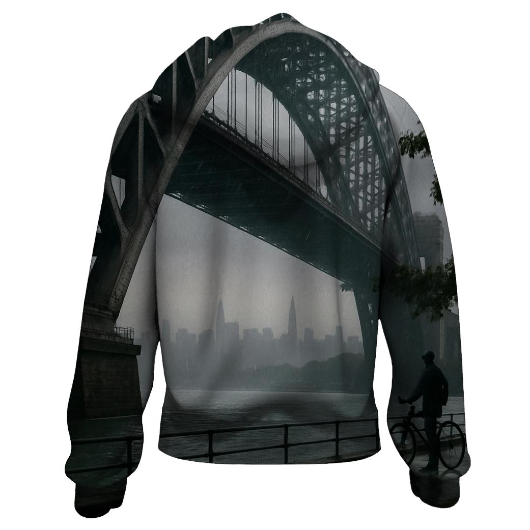 Hell Gate Bridge Rain Veil With Manhattan Far Horizon printed hoodies