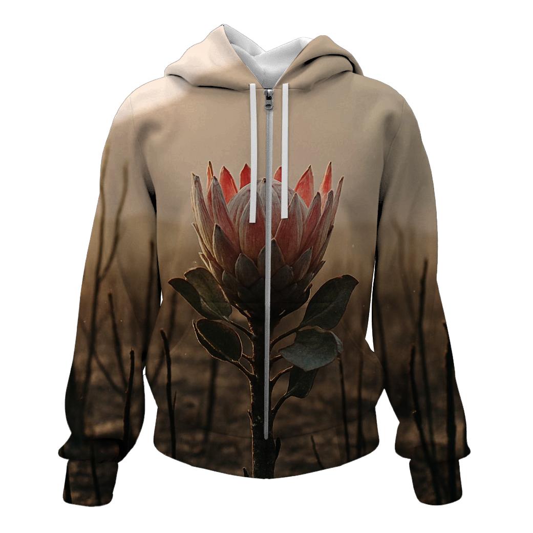 Fynbos Protea After A Coastal Fire embroidered hoodies