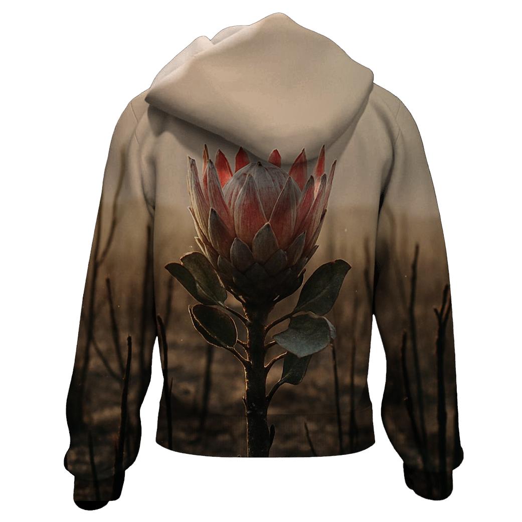 Fynbos Protea After A Coastal Fire embroidered hoodies