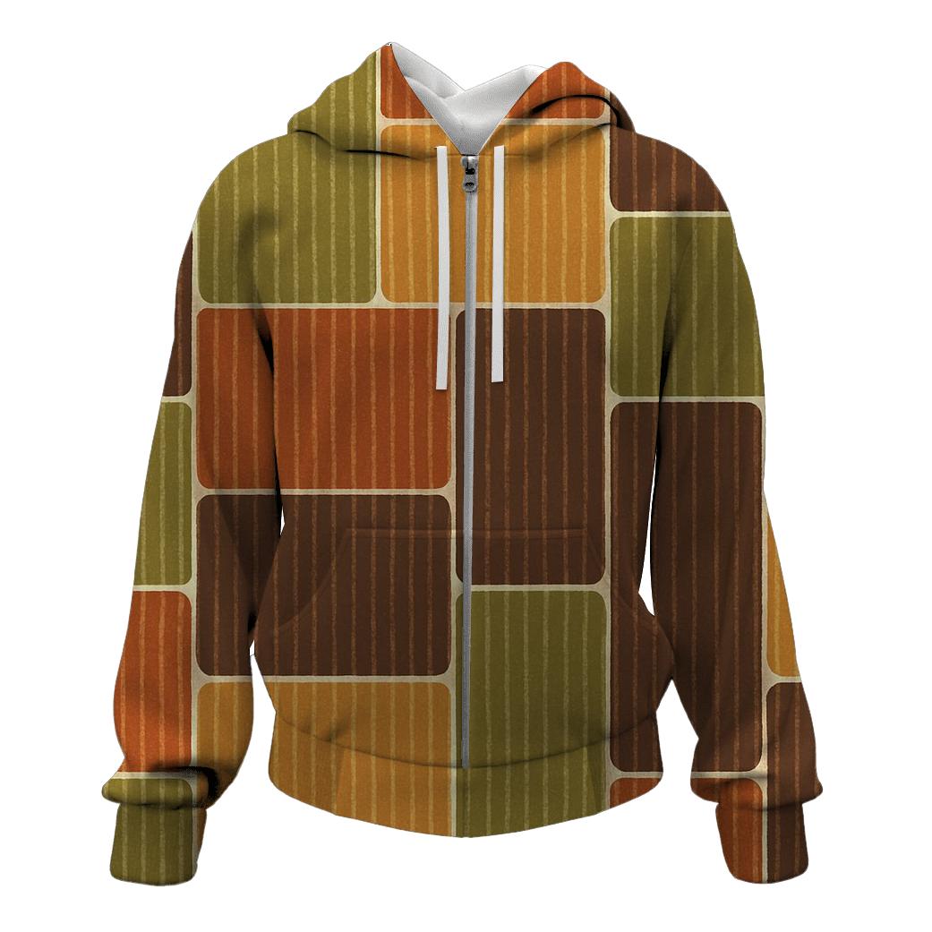 Groovy Corduroy Patchwork Panels zip-up hoodies
