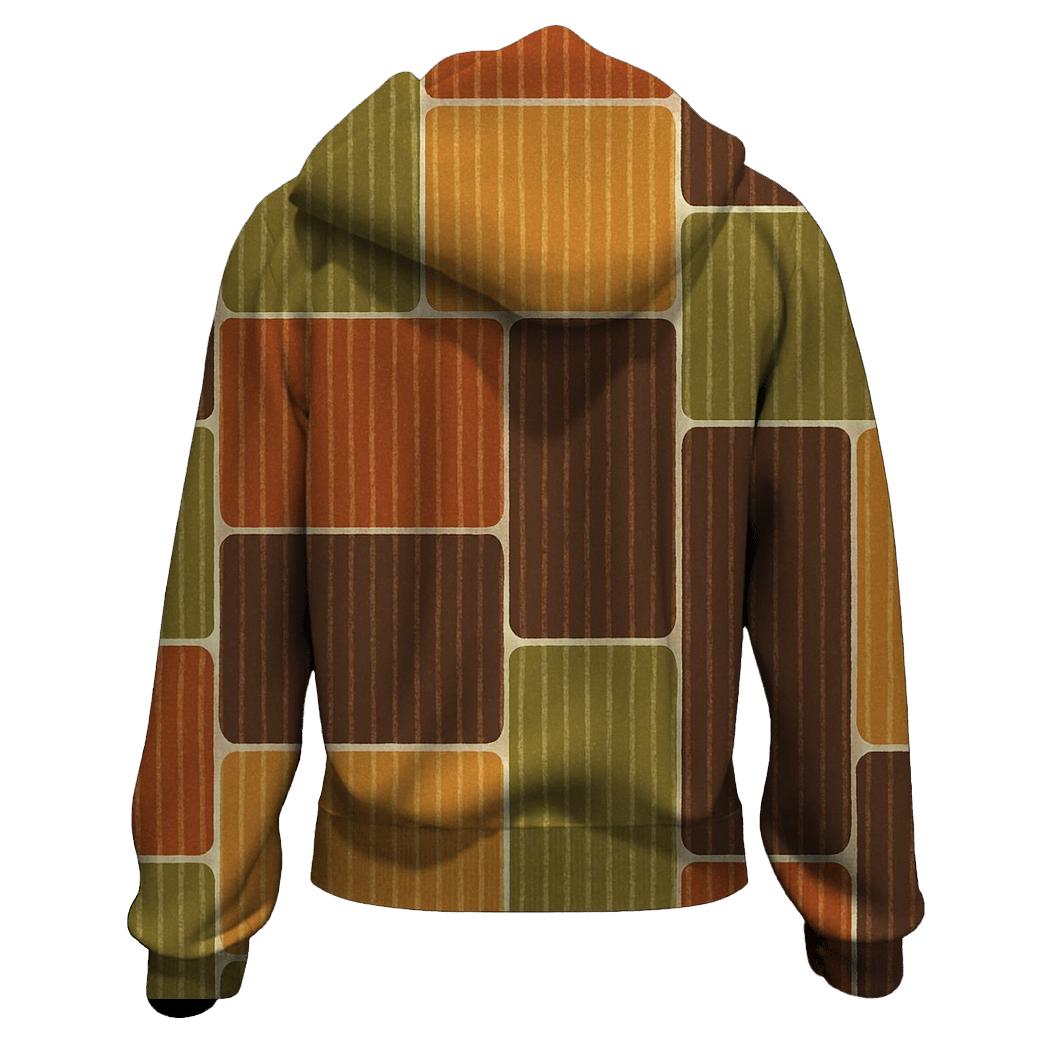 Groovy Corduroy Patchwork Panels zip-up hoodies