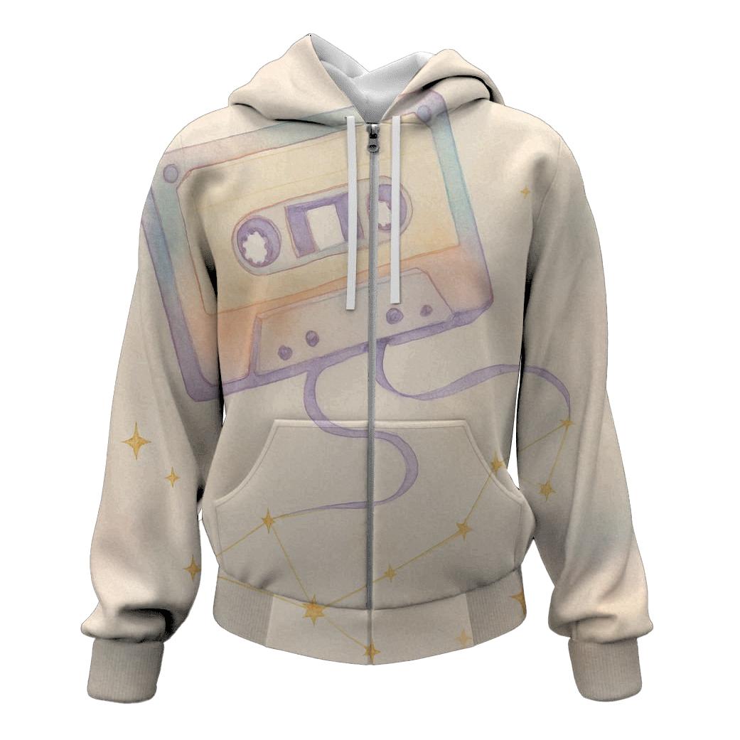 Pastel Cassette Constellation printed hoodies