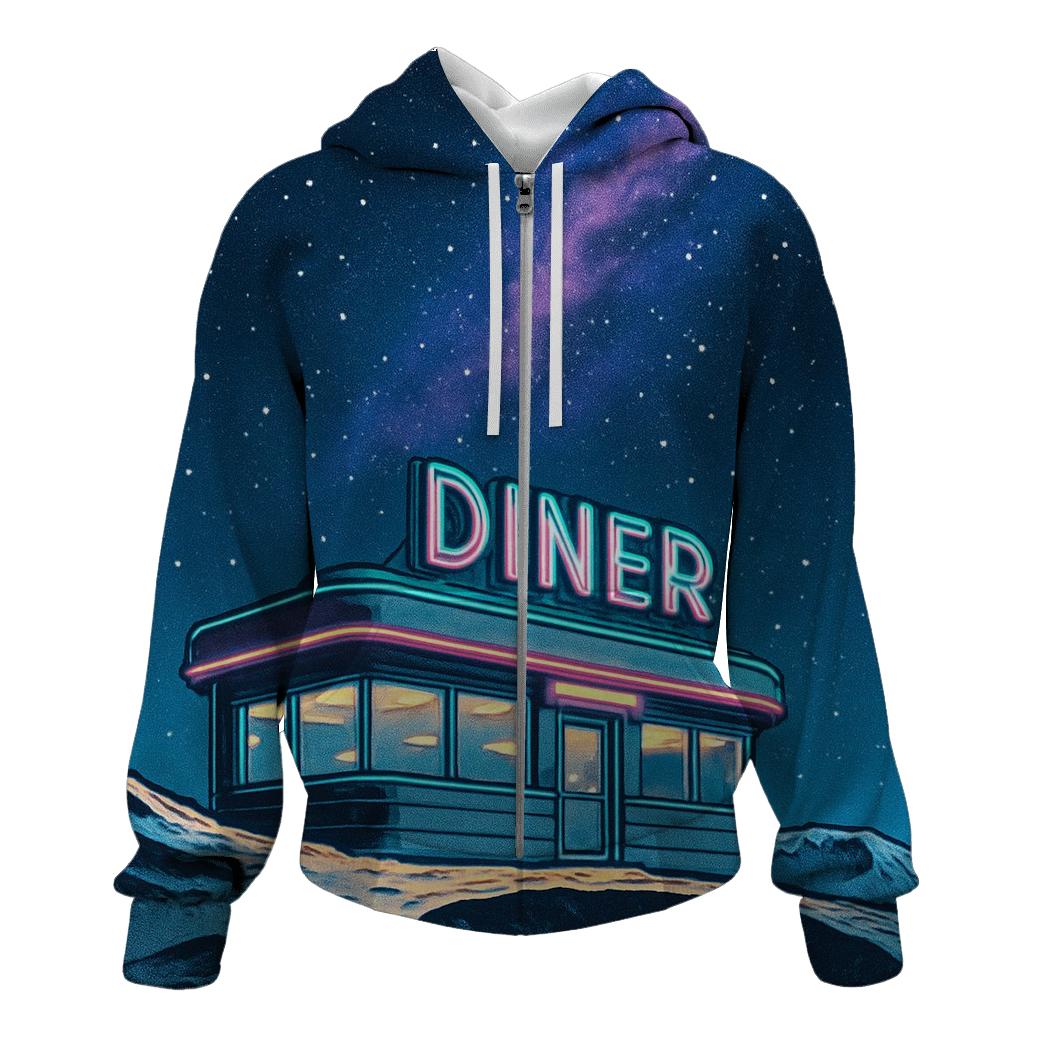 Neon Diner On The Moon printed hoodies