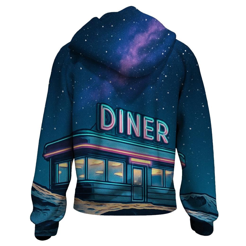 Neon Diner On The Moon printed hoodies