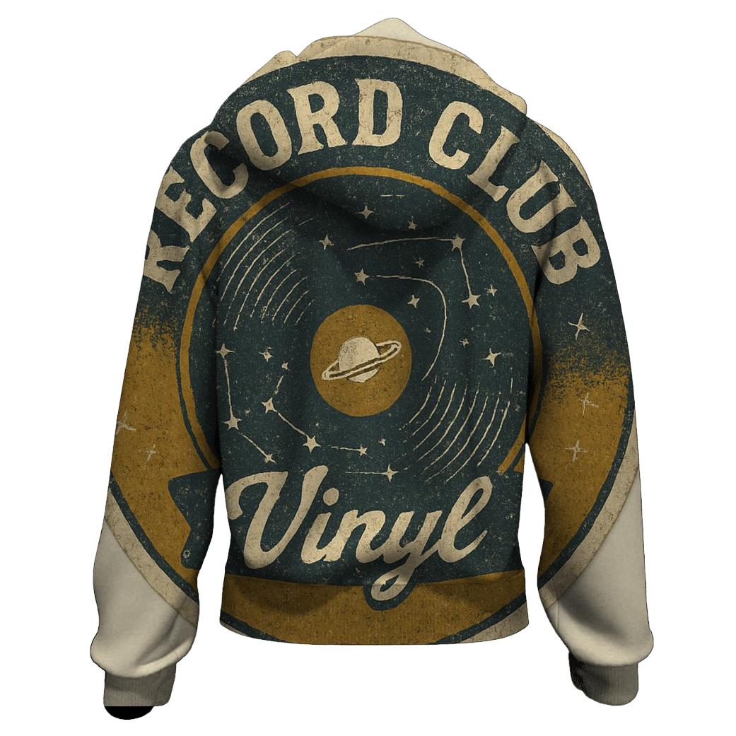 Retro Vinyl Record Astronomy Club Badge lightweight hoodies