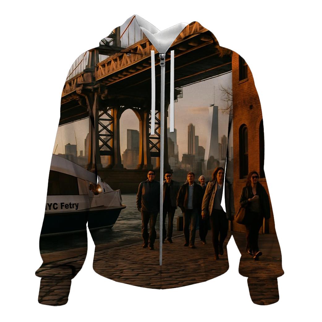 Fulton Ferry Landing Golden Hour Commuter Crossing pullover hoodies