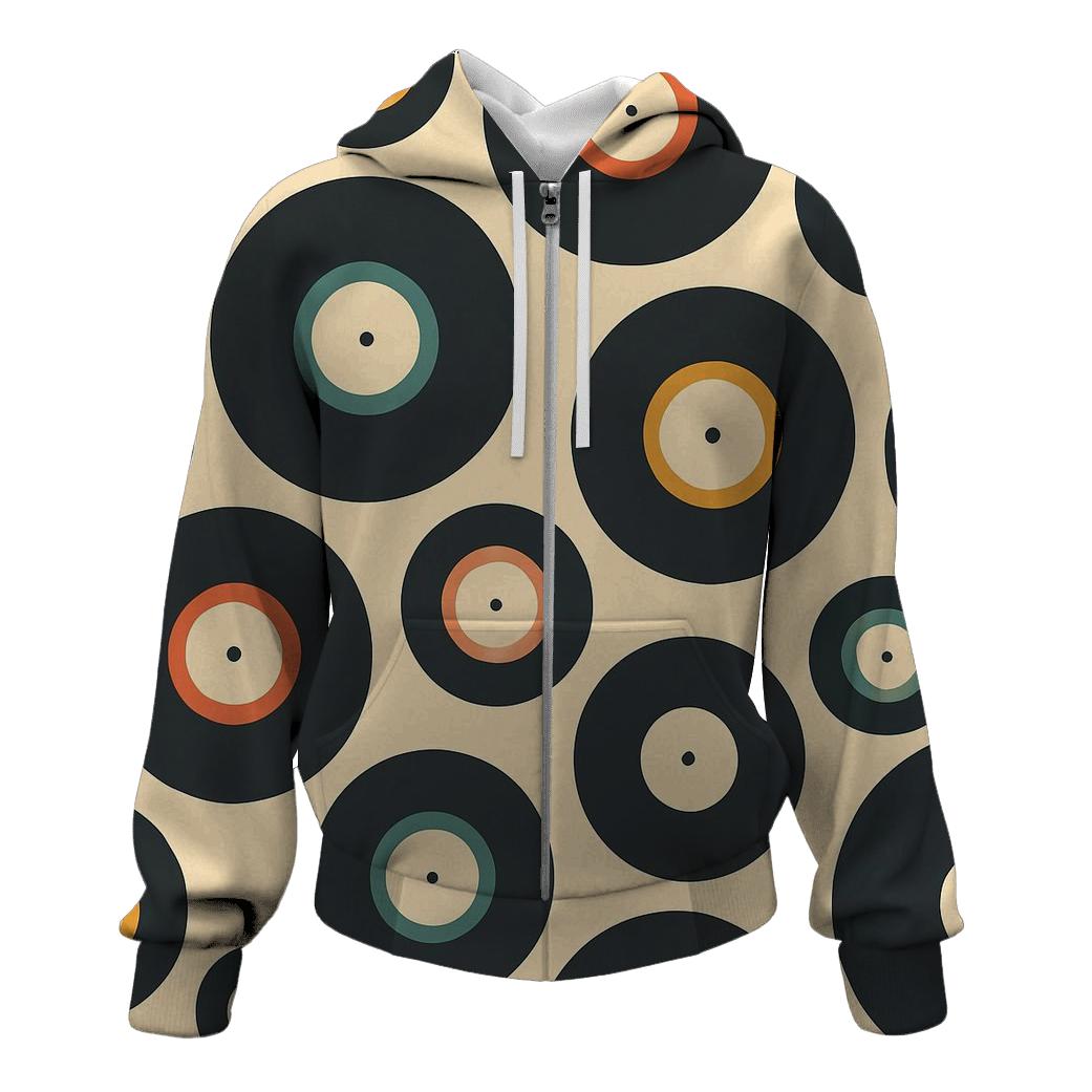 Vinyl Record Label Rings Pattern heavyweight hoodies