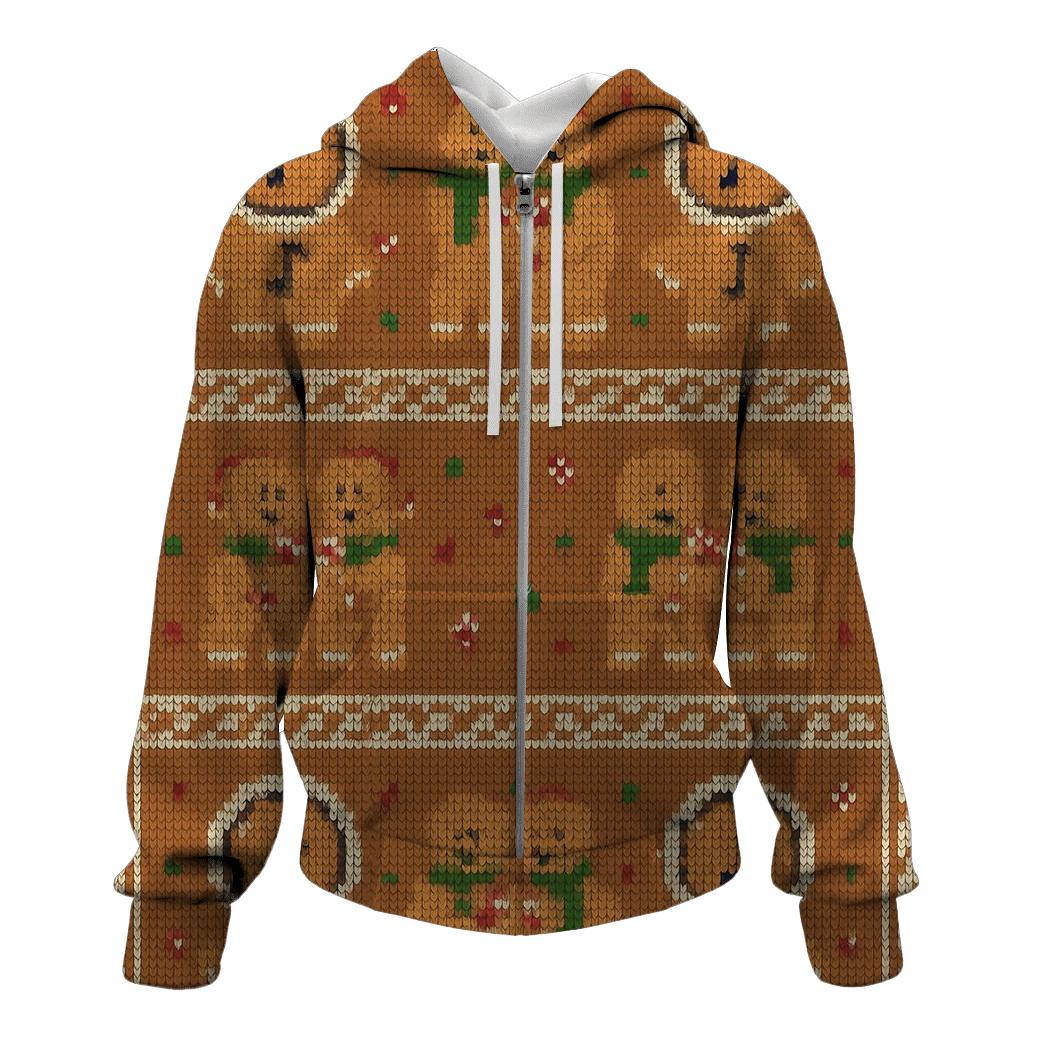 Gingerbread Space Helmet Carolers Pattern zip-up hoodies