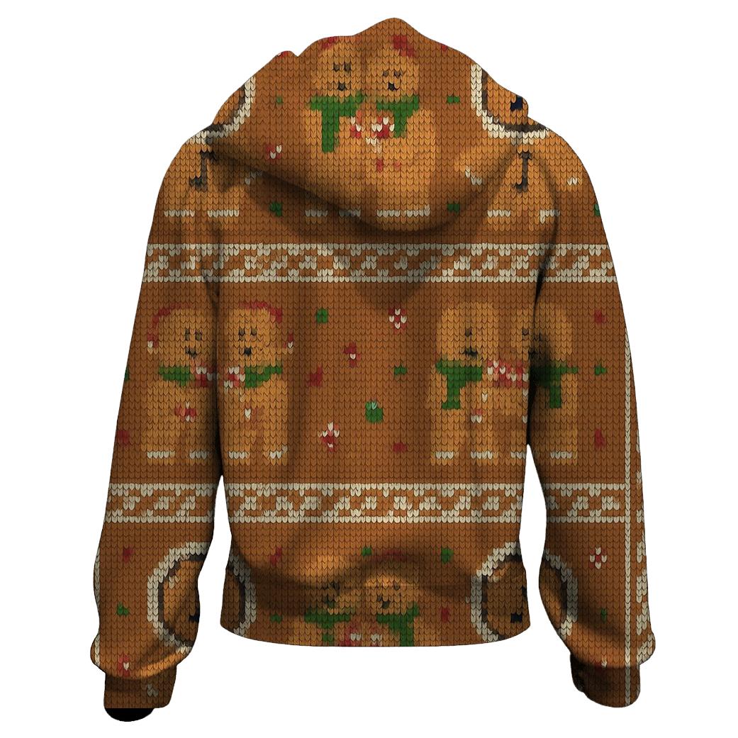 Gingerbread Space Helmet Carolers Pattern zip-up hoodies