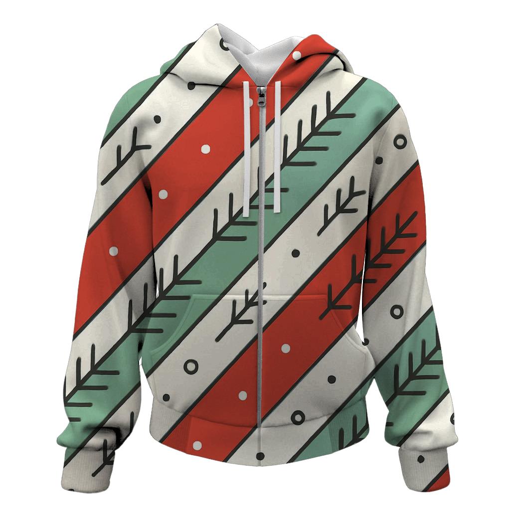 Candy Cane Aurora Stripes embroidered hoodies
