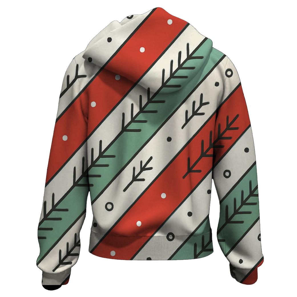 Candy Cane Aurora Stripes embroidered hoodies