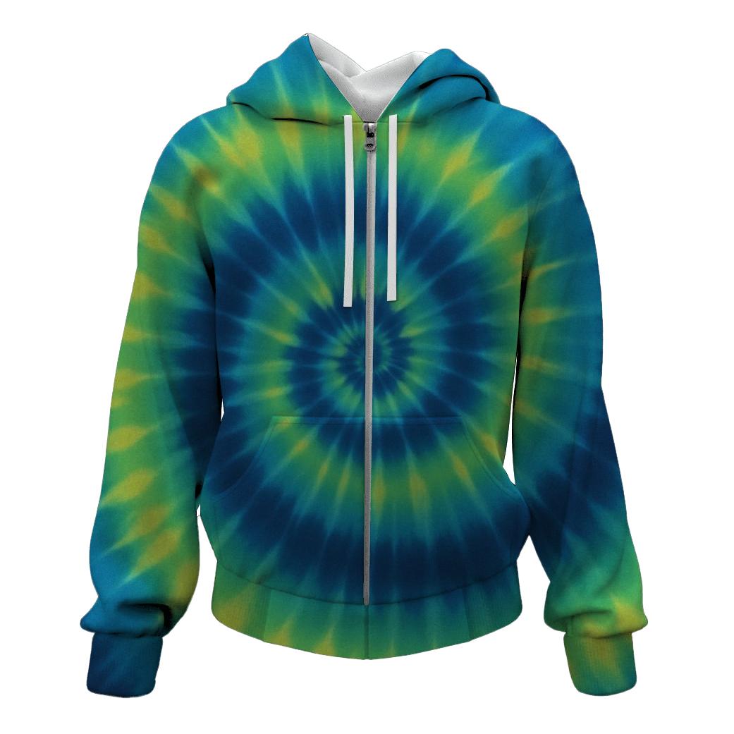 Over Dyed Time Vortex Spiral embroidered hoodies