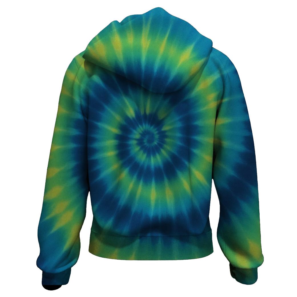 Over Dyed Time Vortex Spiral embroidered hoodies