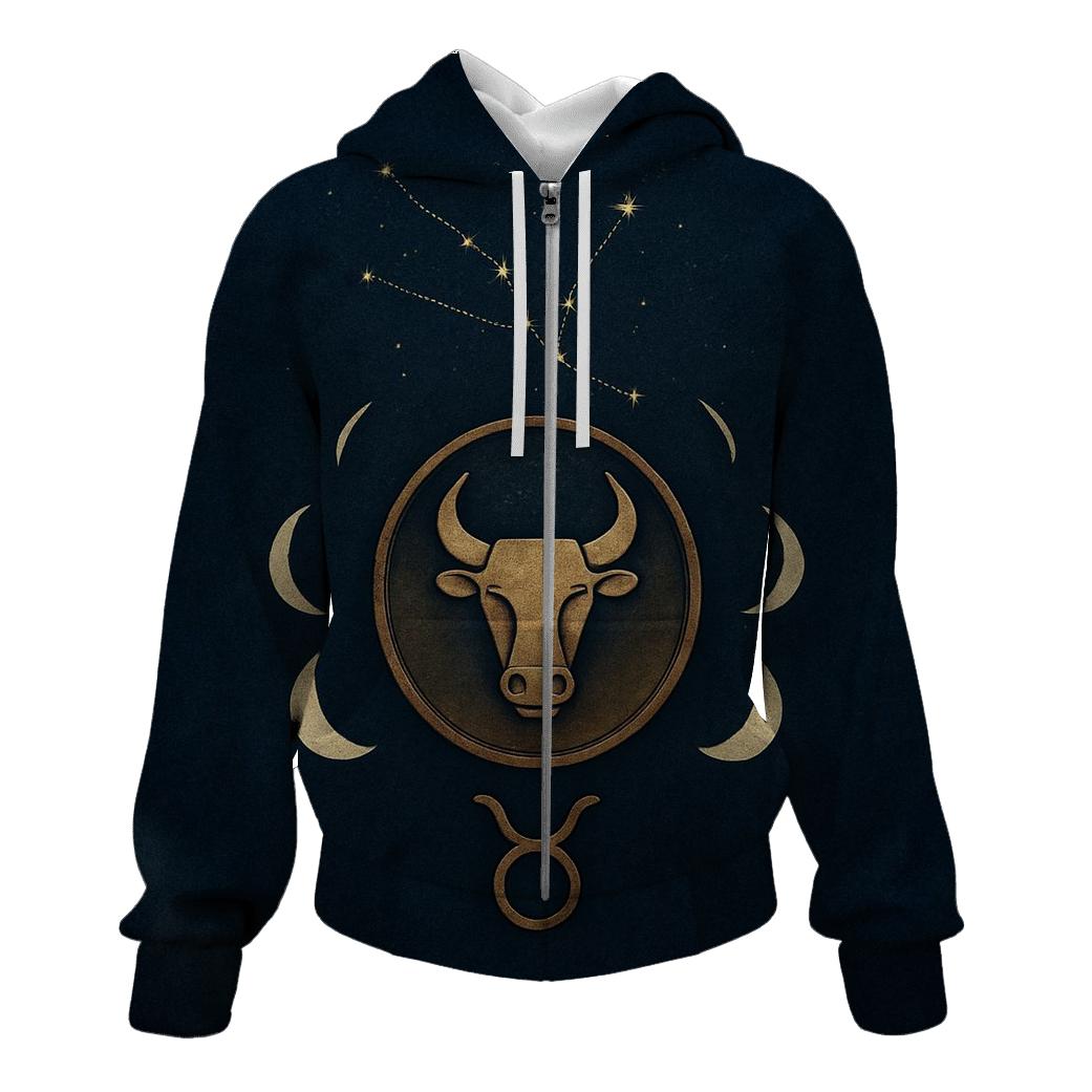 Taurus Lunar Crescent And Bull Sigil Seal hoodies fashion