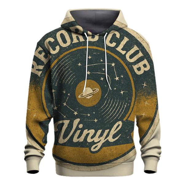 Retro Vinyl Record Astronomy Club Badge embroidered hoodies