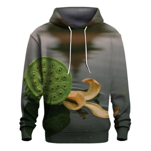Lotus Seed Pod On Temple Pond Waterline embroidered hoodies