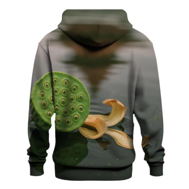 Lotus Seed Pod On Temple Pond Waterline embroidered hoodies