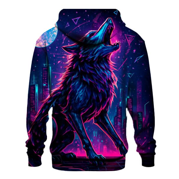 Neon Circuit Howl Wolf Of The Data Moon hoodies fashion