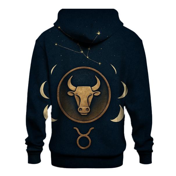 Taurus Lunar Crescent And Bull Sigil Seal zip-up hoodies