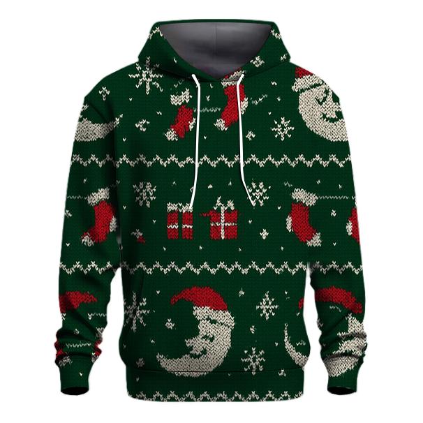 Moon Phase Stocking Garland Pattern zip-up hoodies