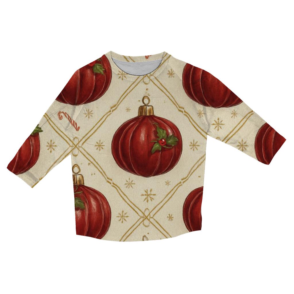 Crimson Ornament Pumpkin Lattice On Ivory Background stylish quarter sleeve tops