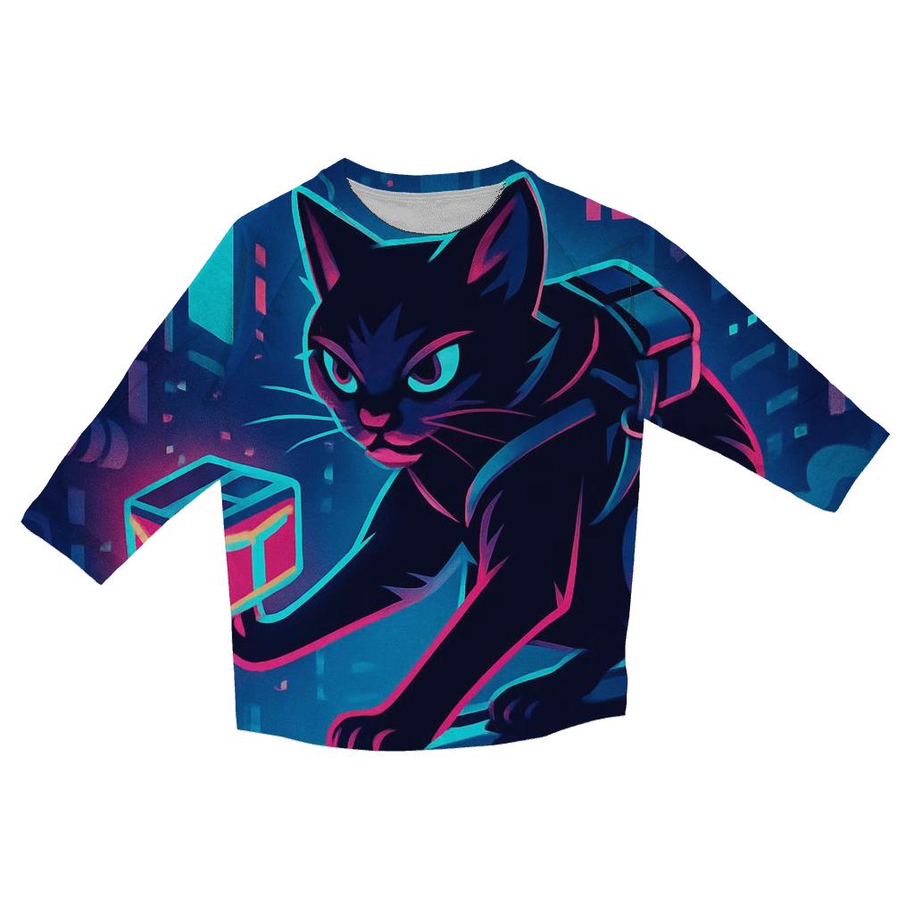 Neon Alley Courier Cat printed three quarter sleeve shirts